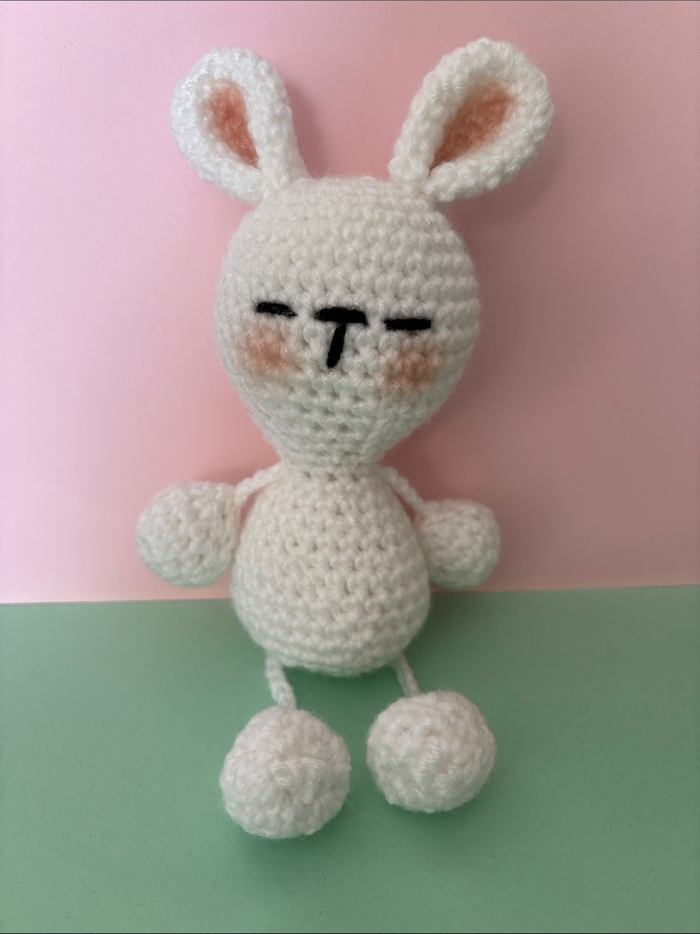 Crochet White Bunny Plush Toy - Fidget Toy